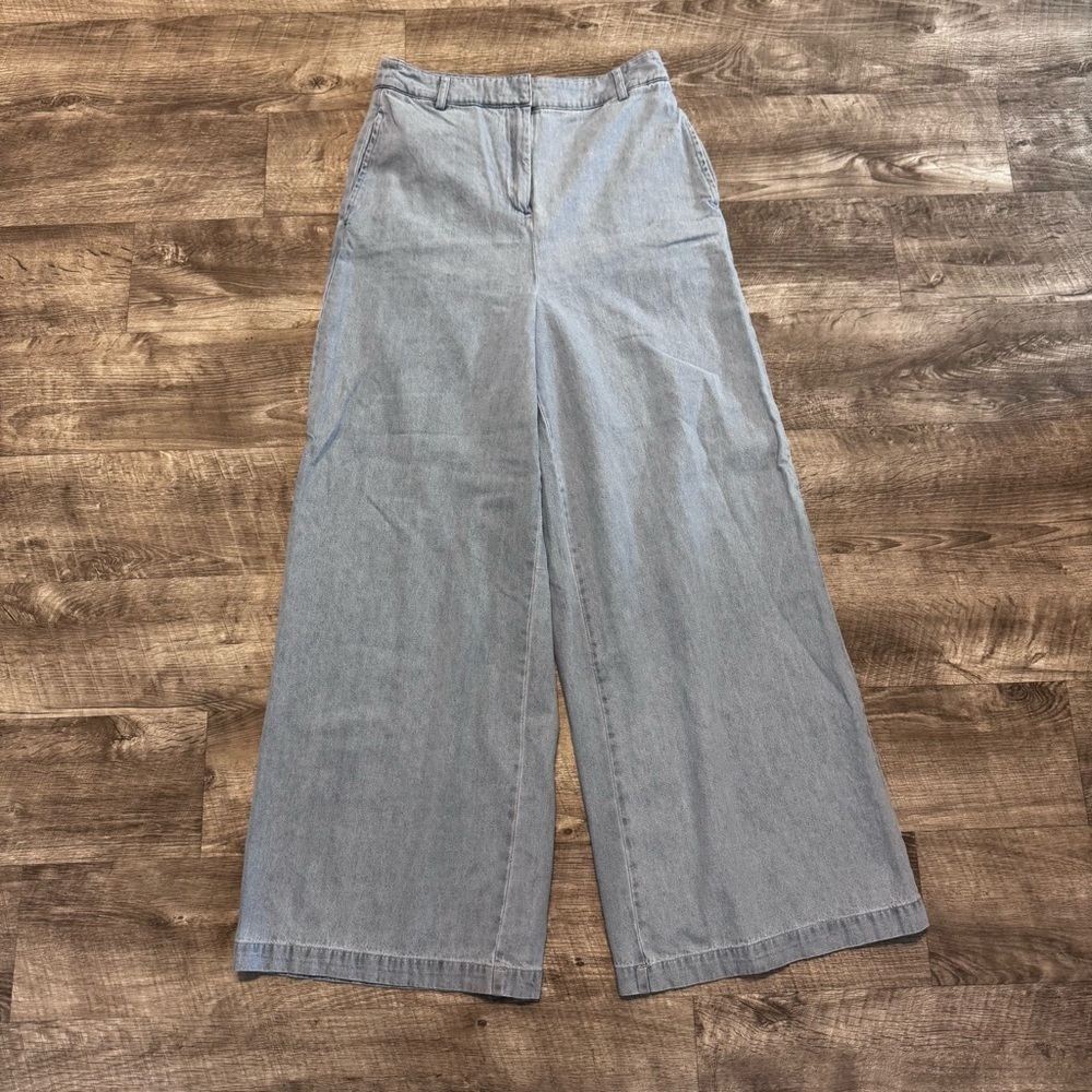 House of Harlow 1960 High Rise Blue Cotton Wide Leg Pants Womens Sz. 6